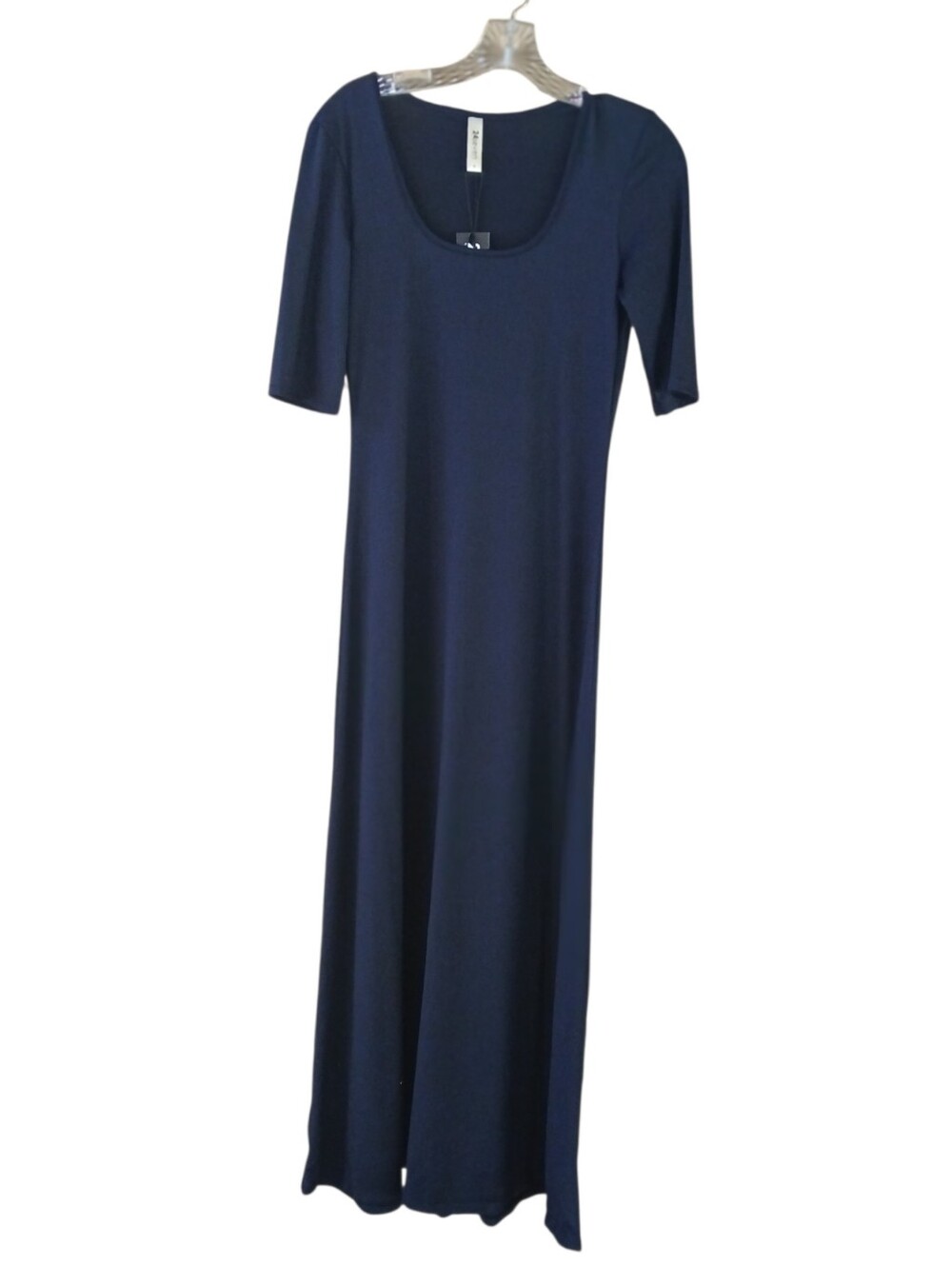 24 Seven Comfort Apparel Navy Scoop Neck Maxi Lounge Dress Medium